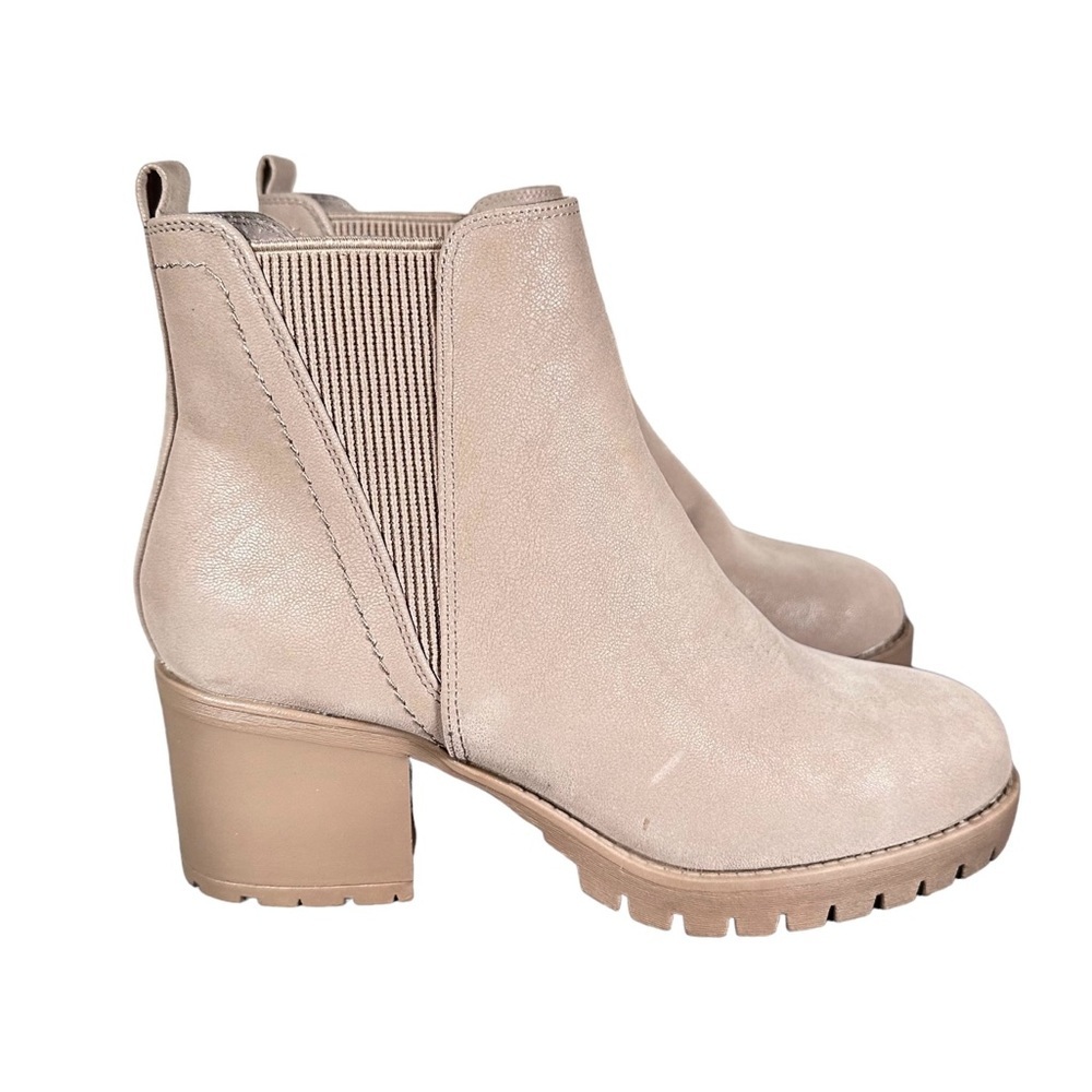 ALTAR’D STATE Nubuck Block Heeled Chelsea Boots in neutral beige - Picture 2 of 9